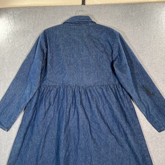 Denim maxi Dress Womens 14 Full Button Front Western Studded Cowboy Boots Hat - Picture 13 of 15